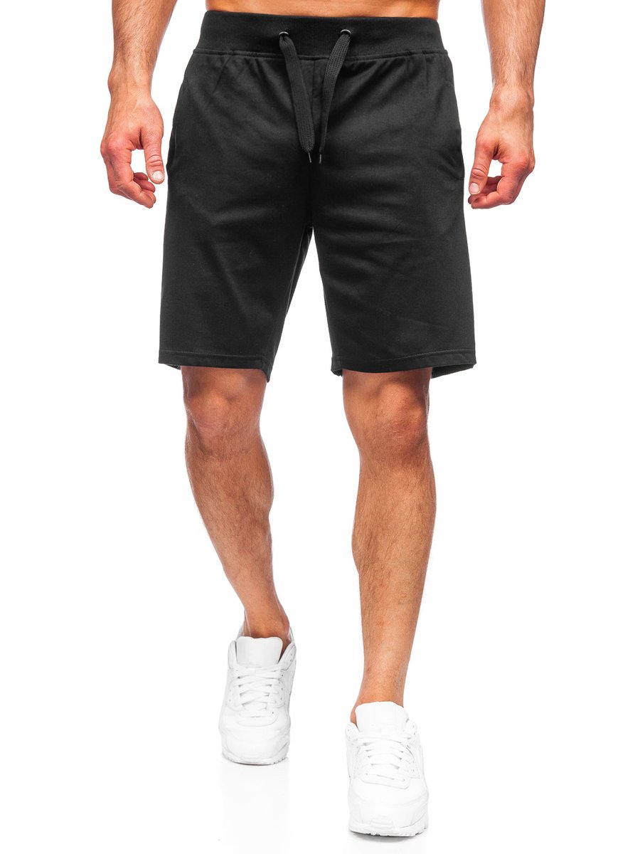 Black Cotton Fleece Shorts