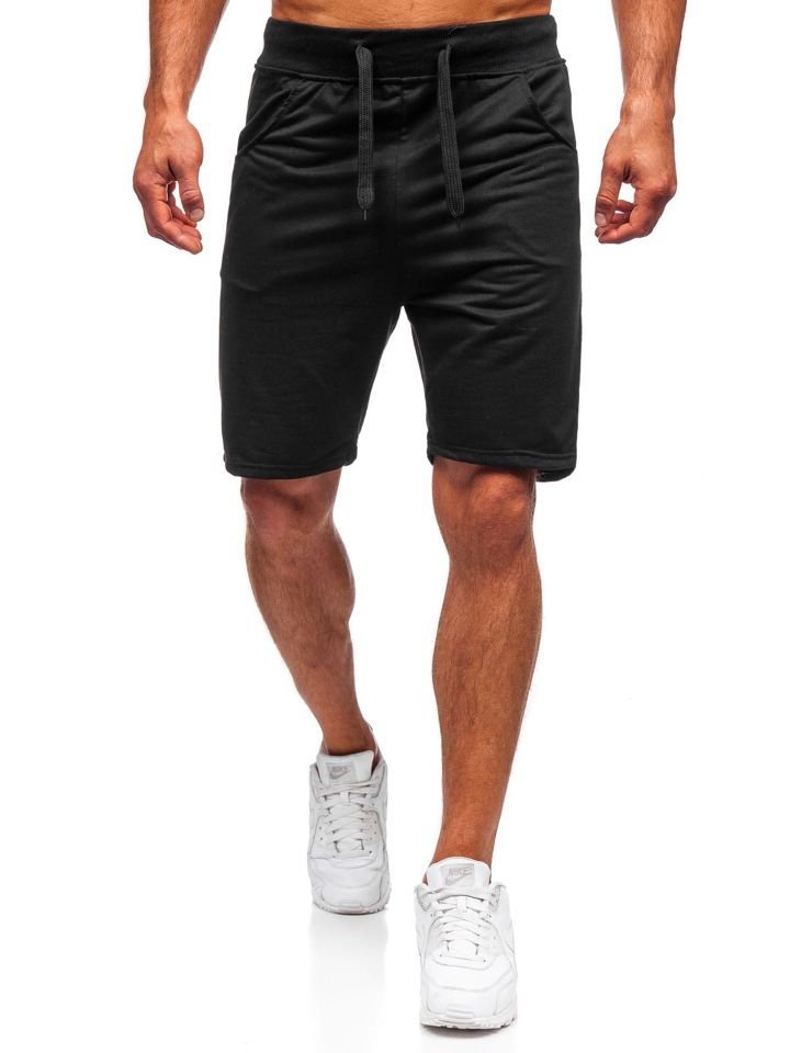 Black Cotton Jersey Shorts
